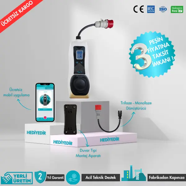 Volti 3Go 22 kW Portatif Elektrikli Araç Şarj Cihazı