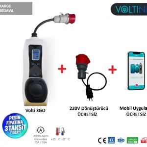 Volti 3Go 22 kW Portatif Elektrikli Araç Şarj Cihazı